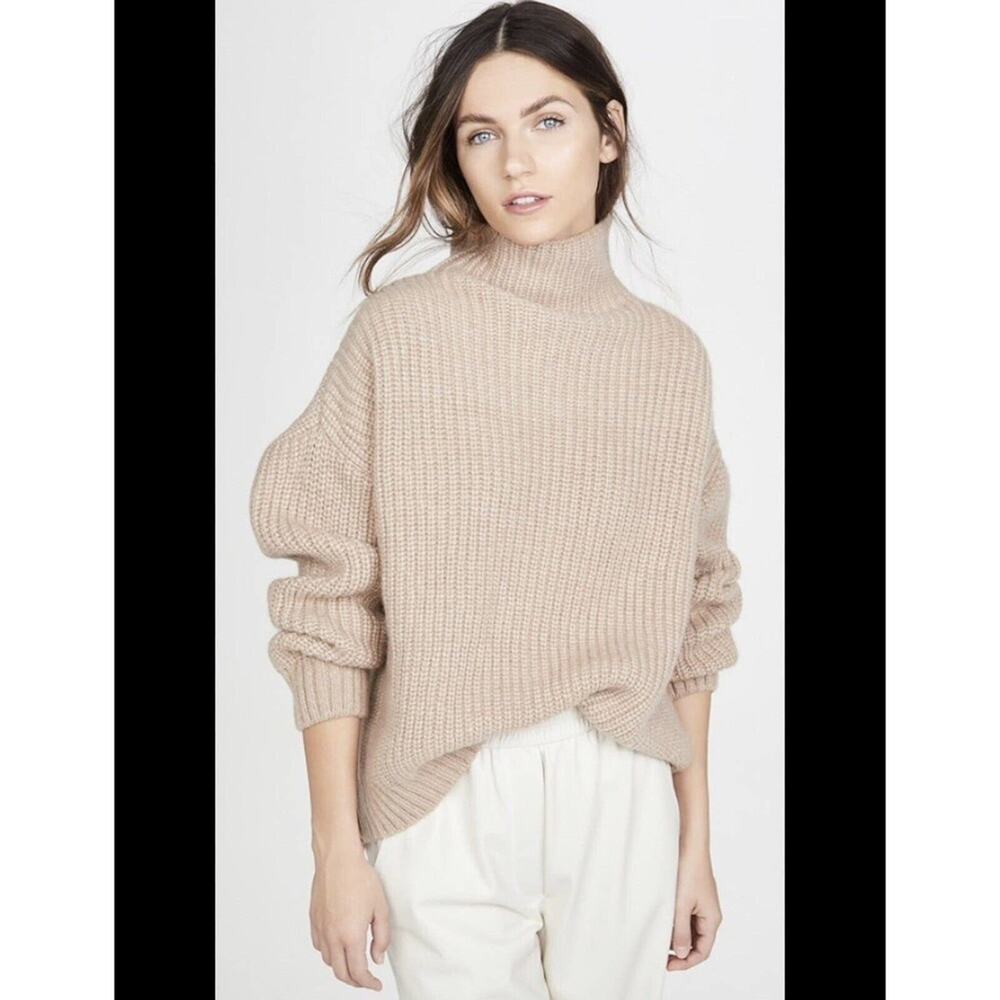 Anine Bing Sydney Sweater XS Camel Alpaca Wool Turtleneck Long Sleeves knit XS